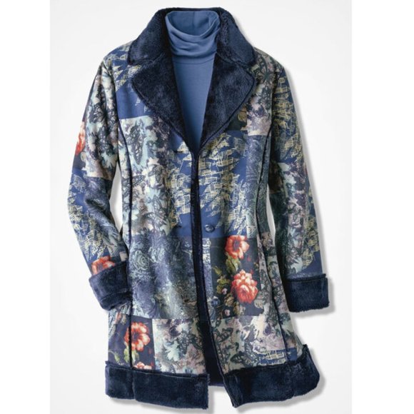 Coldwater Creek Jackets & Blazers - Coldwater Creek Floral Faux Suede Coat
